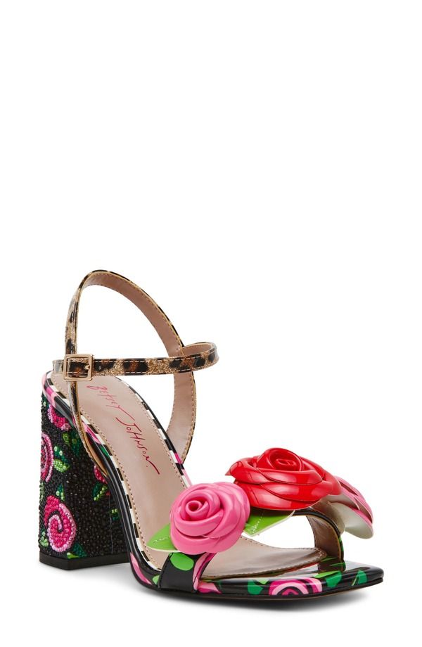 ベッツィジョンソン レディース シューズ サンダル アンクル Betsey Johnson Krystle Ankle Strap Sandal Black Rose ブラック