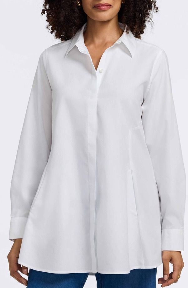 フォックスクラフト レディース トップス シャツ ブラウス Foxcroft Cici NonIron Tunic Blouse White ホワイト