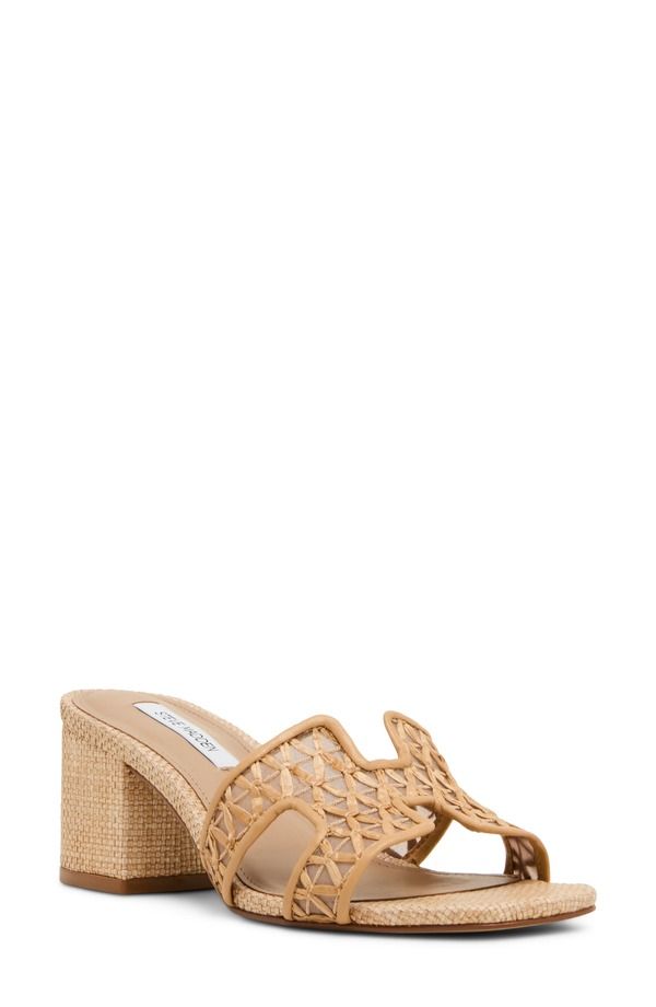 スティーブ マデン レディース シューズ ヒール サンダル Steve Madden Hydie Block Heel Sandal Natural Raffia
