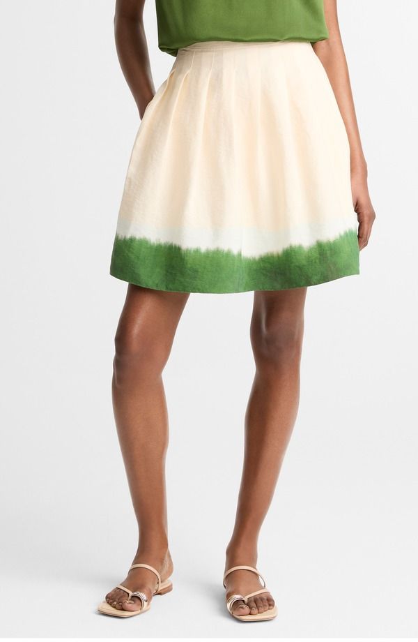 ヴィンス レディース ボトムスカート プリーツ Vince Dip Dye Pleated Skirt Porcelain Herba