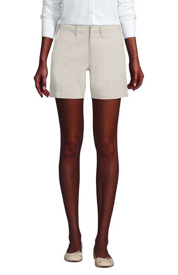 ランズエンド レディース ボトムス ハーフパンツ・ショーツ プラスサイズ ショートパンツ Lands End Plusizelastic Back Classic 7 Chino Shorts Light Stone ストーン