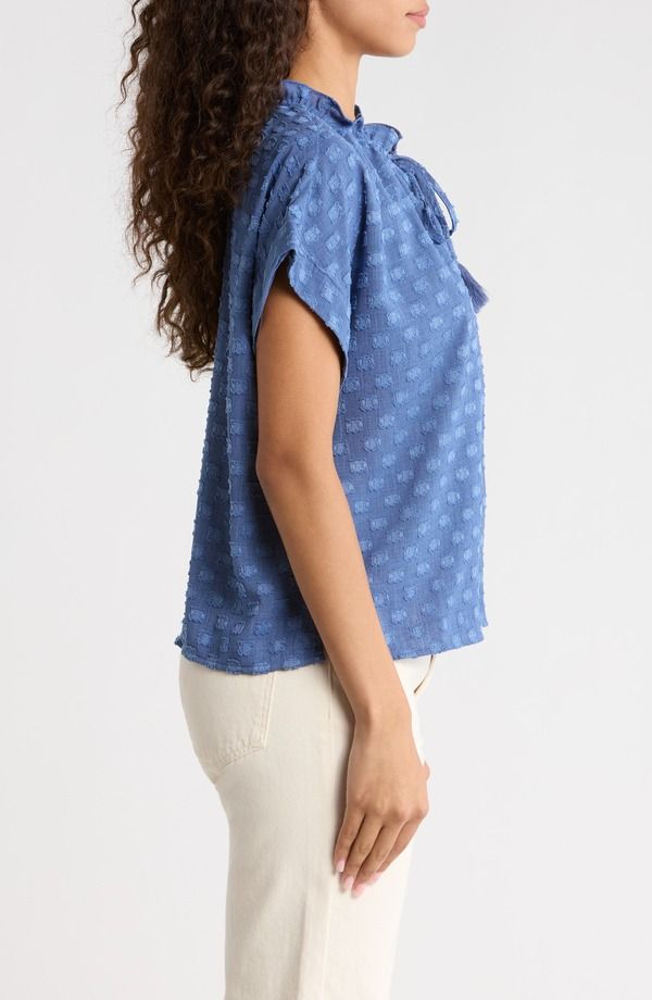 ヴィンスカムート レディース トップス シャツ Vince Camuto Textured Tie Neck Top Classic Indigo インディゴ ヴィンスカムート レディース トップス シャツ Vince Camuto Textured Tie Neck Top Classic Indigo インディゴ