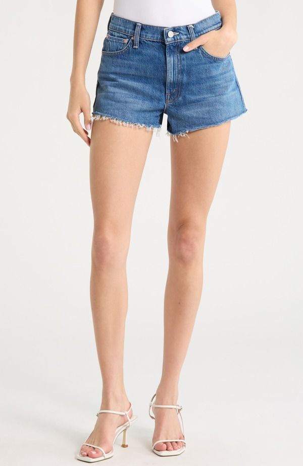 マザー レディース ボトムス デニムパンツ ショートパンツ MOTHER The Dodger Denim Cutoff Shorts Green Thumb グリーン