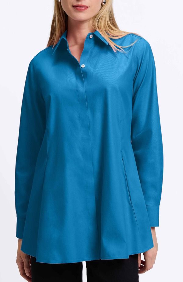 フォックスクラフト レディース トップス シャツ ブラウス Foxcroft Cici NonIron Tunic Blouse Teal ティール