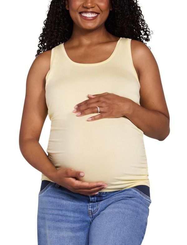 マザーフッドマタニティー レディース トップス シャツ ギャザー MOTHERHOOD MATERNITY Scoop Neck SideRuched Maternity Tank Topastel Yellow イエロー