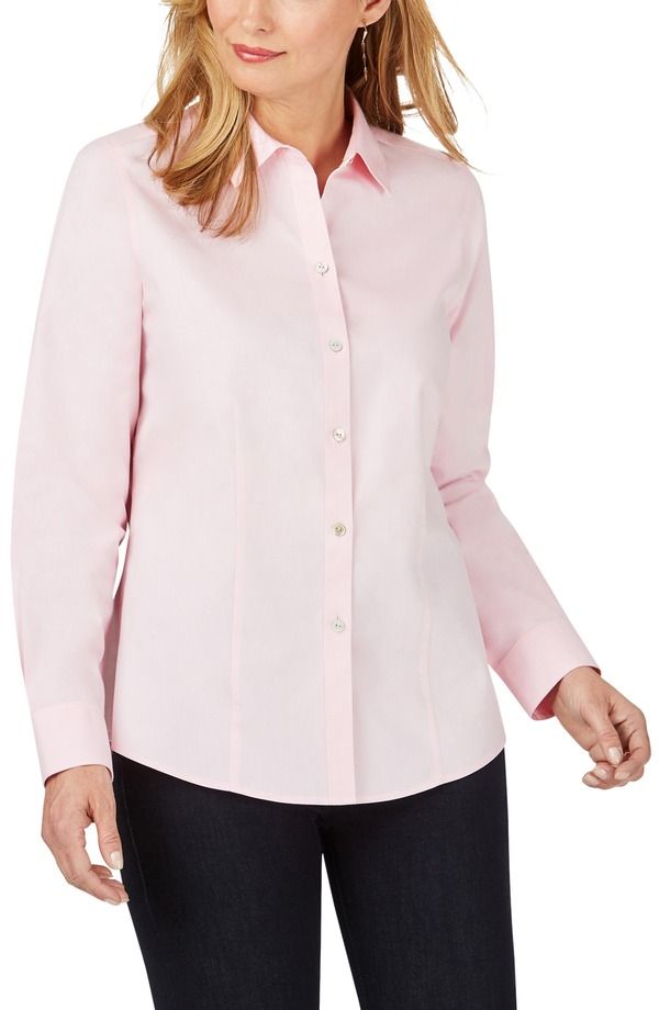 フォックスクラフト レディース トップス シャツ コットン Foxcroft Dianna NonIron Cotton Shirt Chambray Pink ピンク
