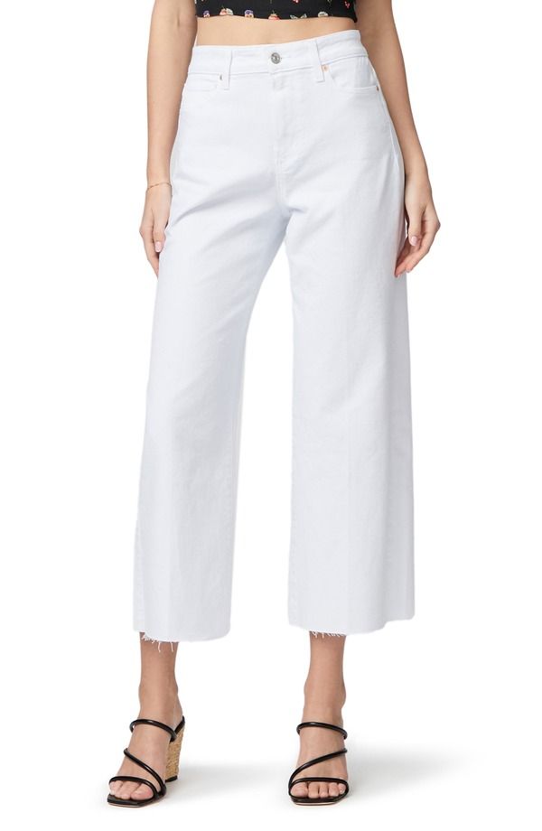 ペイジ レディース ボトムス デニムパンツ ワイドレッグ ハイウエスト アンクル ジーンズ PAIGE Anessa High Waist Raw Hem Ankle Wide Leg Jeans Crsp Wht