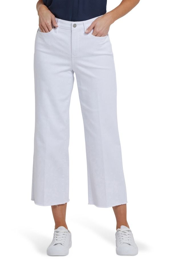 エヌワイディージェイ レディース ボトムス カジュアルパンツ ワイドレッグ ハイウエスト ジーンズ NYDJ Coco High Waist Raw Edge Relaxed Crop Wide Leg Jeans Optic White ホワイト