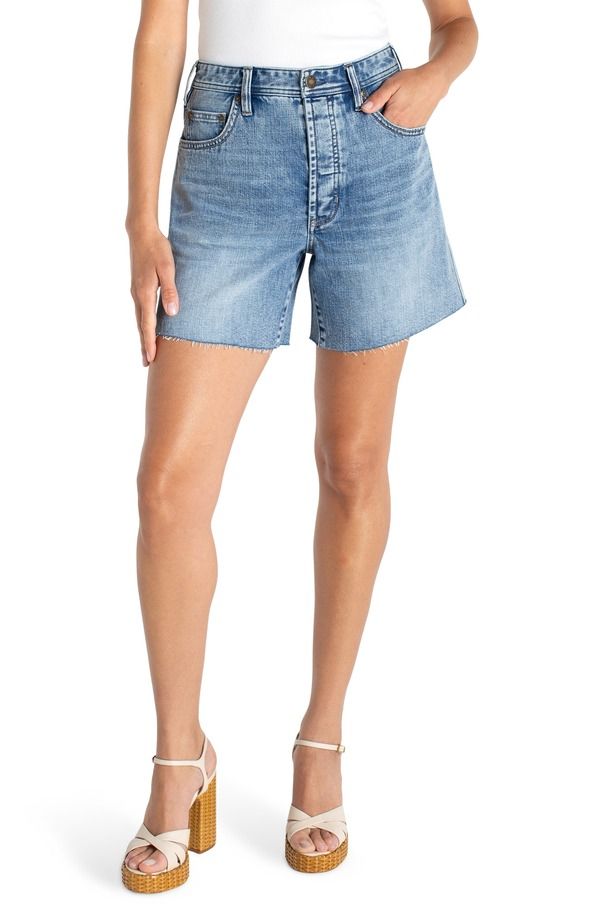 リヴァプール ロサンゼルス レディース ボトムス デニムパンツ ハイウエスト ショートパンツ Liverpoolos Angeles High Waist Cutoff Denim Shorts Manhattan デニム