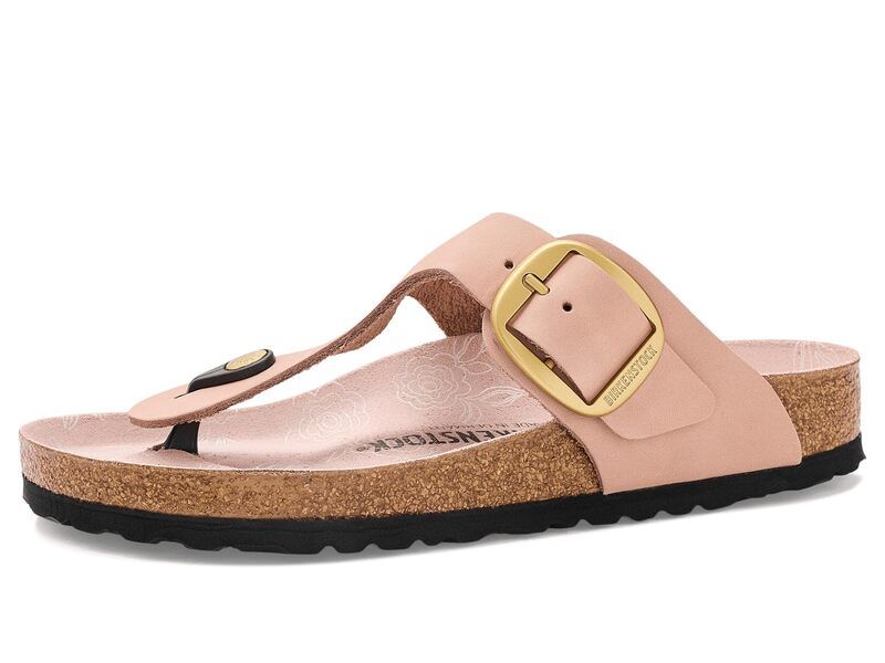 ビルケンシュトック レディース シューズ サンダル プリント Birkenstock Gizeh Big Buckle Printed Footbed Nubuck Soft Pink ピンク