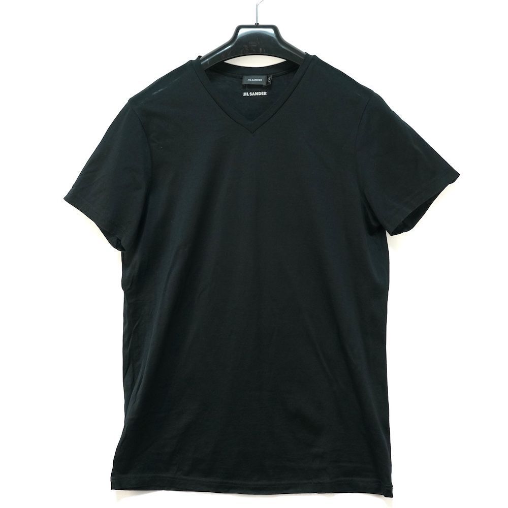 JIL SANDER ジルサンダー コットン ポリウレタン Vネック Tシャツ ブラック Sサイズ 709013 MF257308
