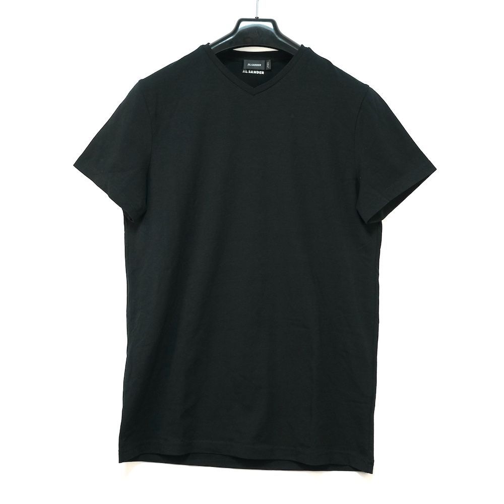 JIL SANDER ジルサンダー コットン Vネック Tシャツ ブラック Sサイズ 709002 MF245008