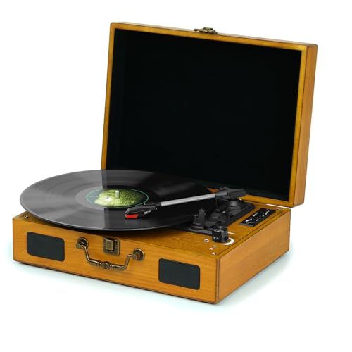 D&L SOUL ポータブルレコードプレーヤー Bluetooth対応 USB/SD録音機能付き 33/45/78回転対応 ワイヤレス再生 AUX入力 FMラジオ内蔵 スピーカー付p 254ec030