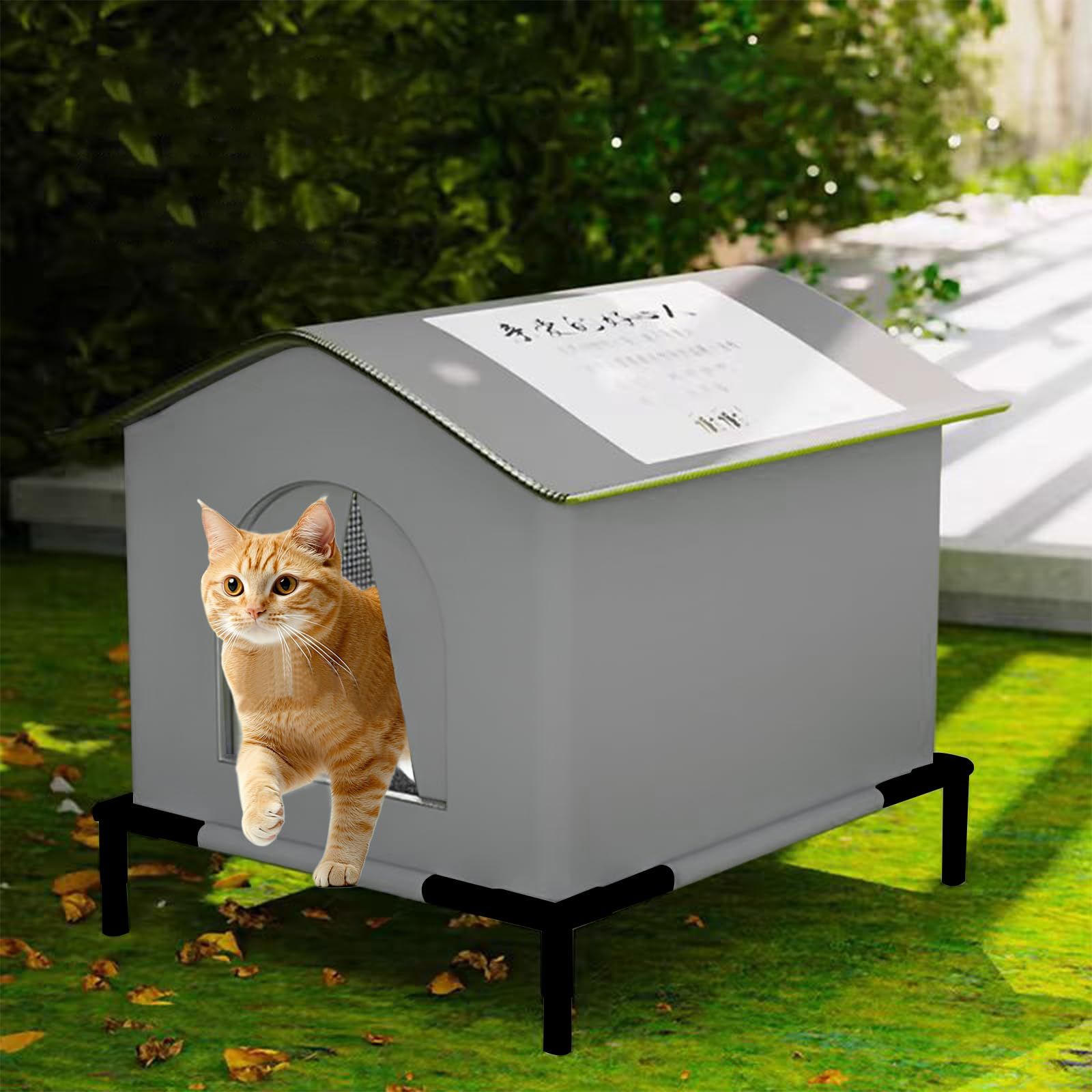 LAIQIANLE Outdoor Cat House Outdoor Pet House Weatherproof Stray Cat Shelter Summer Insulated Cool Winter Insulated Pet House Assembly Winter Cat House Indoor Waterproof Windproof Cat Outer Sealed Pet Tent Assembly Easy Stray Cat Shelter Air Conditioning Heating Cat House Outdoor 4 52b12684