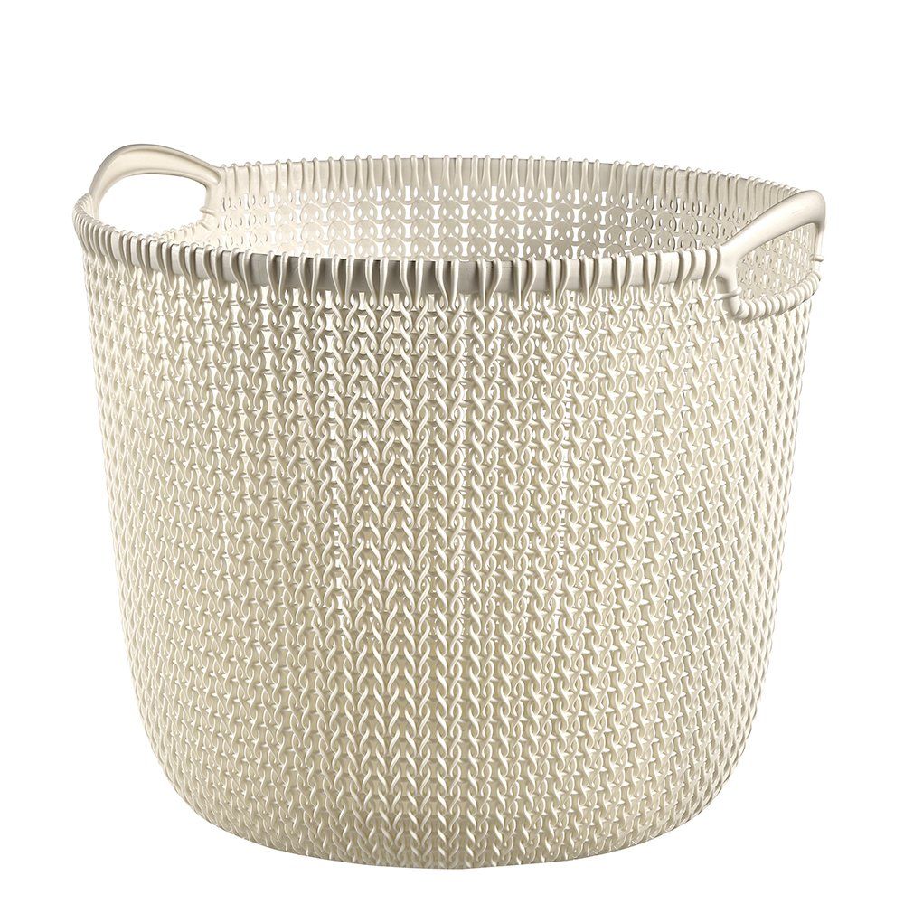 CURVER(カーバー) ラウンドバスケット ホワイト 30L Knit ニット収納 バスケット ランドリー ランドリーバスケット カゴ 洗濯カゴ おしゃれ 丈夫 北欧 リネンのような質感 環境にやさしいt