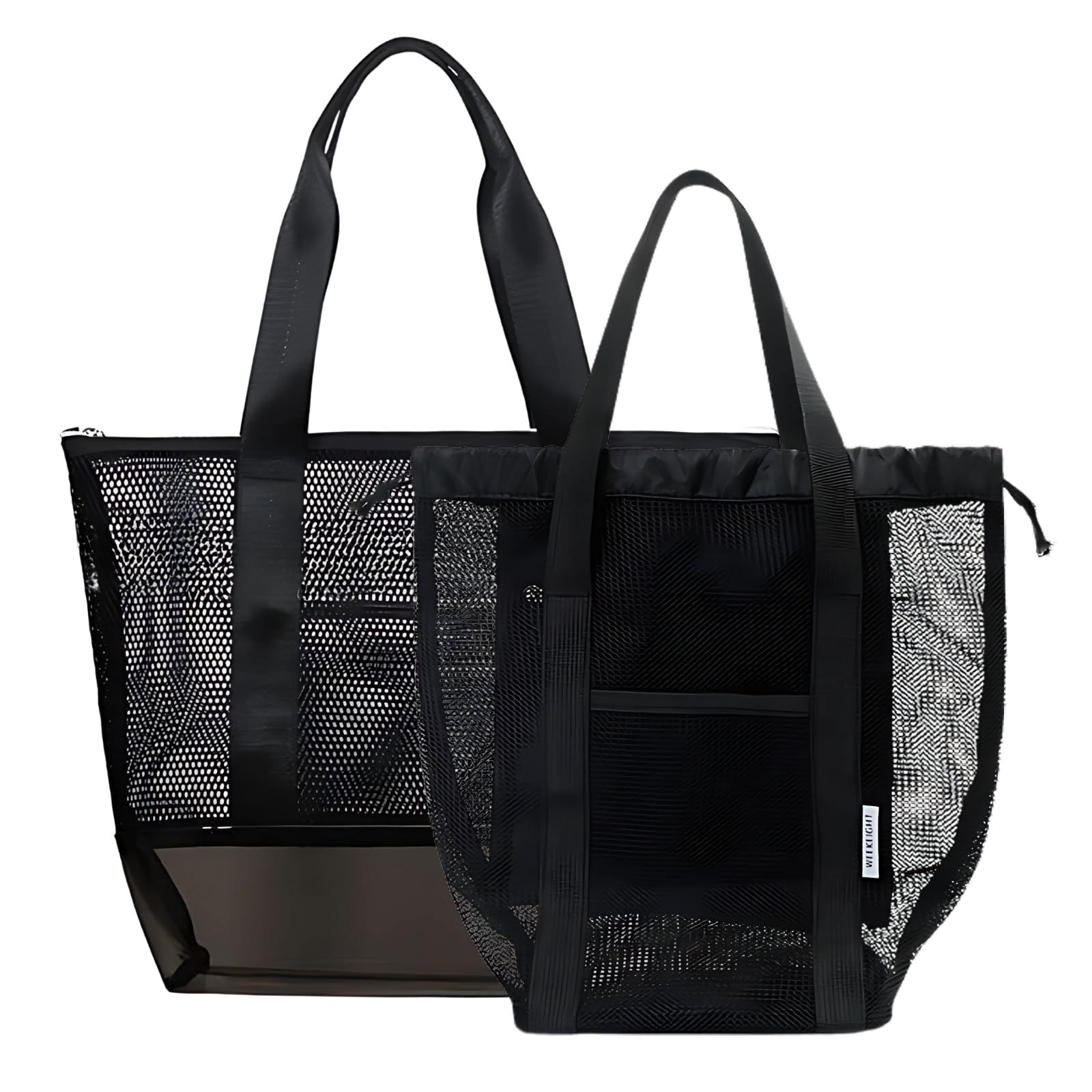 新品 [PIENSE] スパバック サウナバック 温泉バック メッシュバック プール 銭湯 ジム 海 防水 大容量 大小 2個セット 2WAY (ブラック)