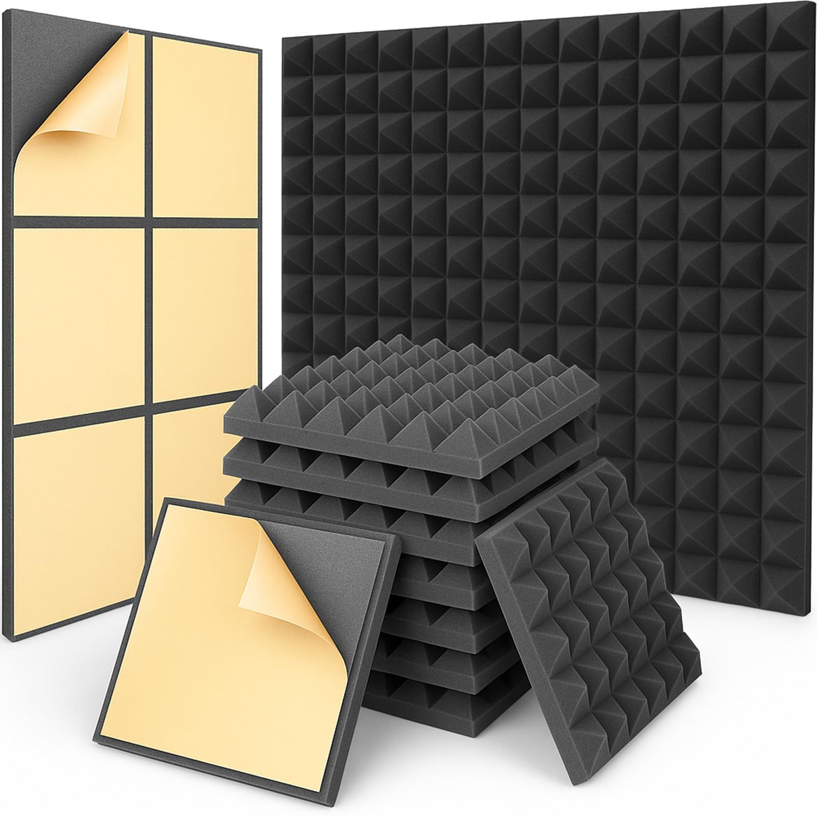 [Stock Sale] Double Sided Tape Included, Easy Installation, Improved Sound Quality, Sound Absorption Board, DTM, Urethane Foam, Soundproof Wall, Flame Retardant, Extra Thick Studio, 30 x 30 x 5 cm, Set of 24, Meeting Room, 12 Disc Set, Home Theater, Soundproof Sheet, Soundproof Panel, Game Actual