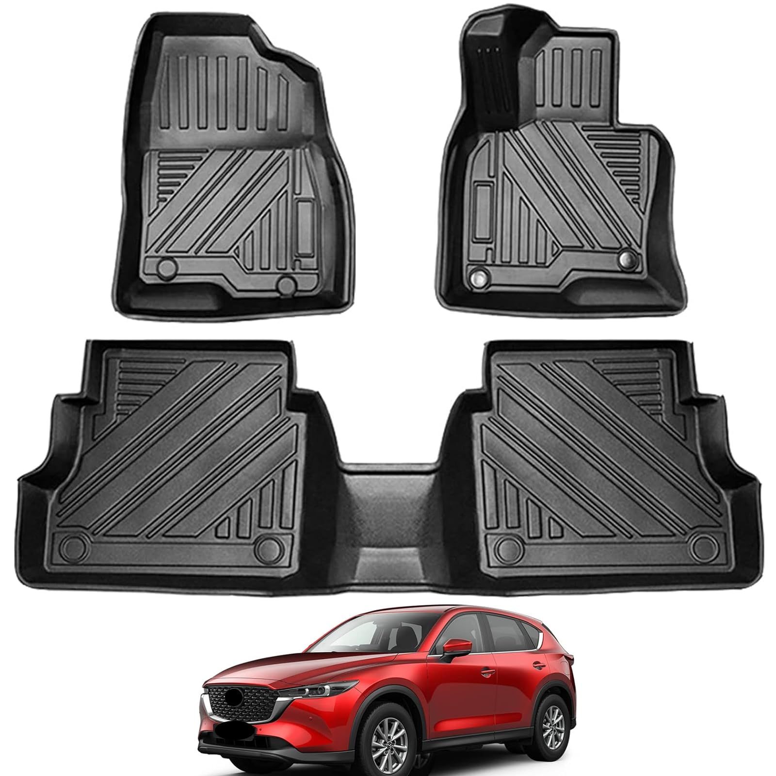 【特価セール】3Dフロアマット MAZDA CX5 KF系 立体フロアマット オートマ用 前席& 2列目 TPE素材 カスタムパーツ CX-5 防水 滑り防止 耐汚れ 消臭/抗菌効果 車種専用設計 取付簡単 マツダ 保護パーツ カー用品 3PCS (マツダ C