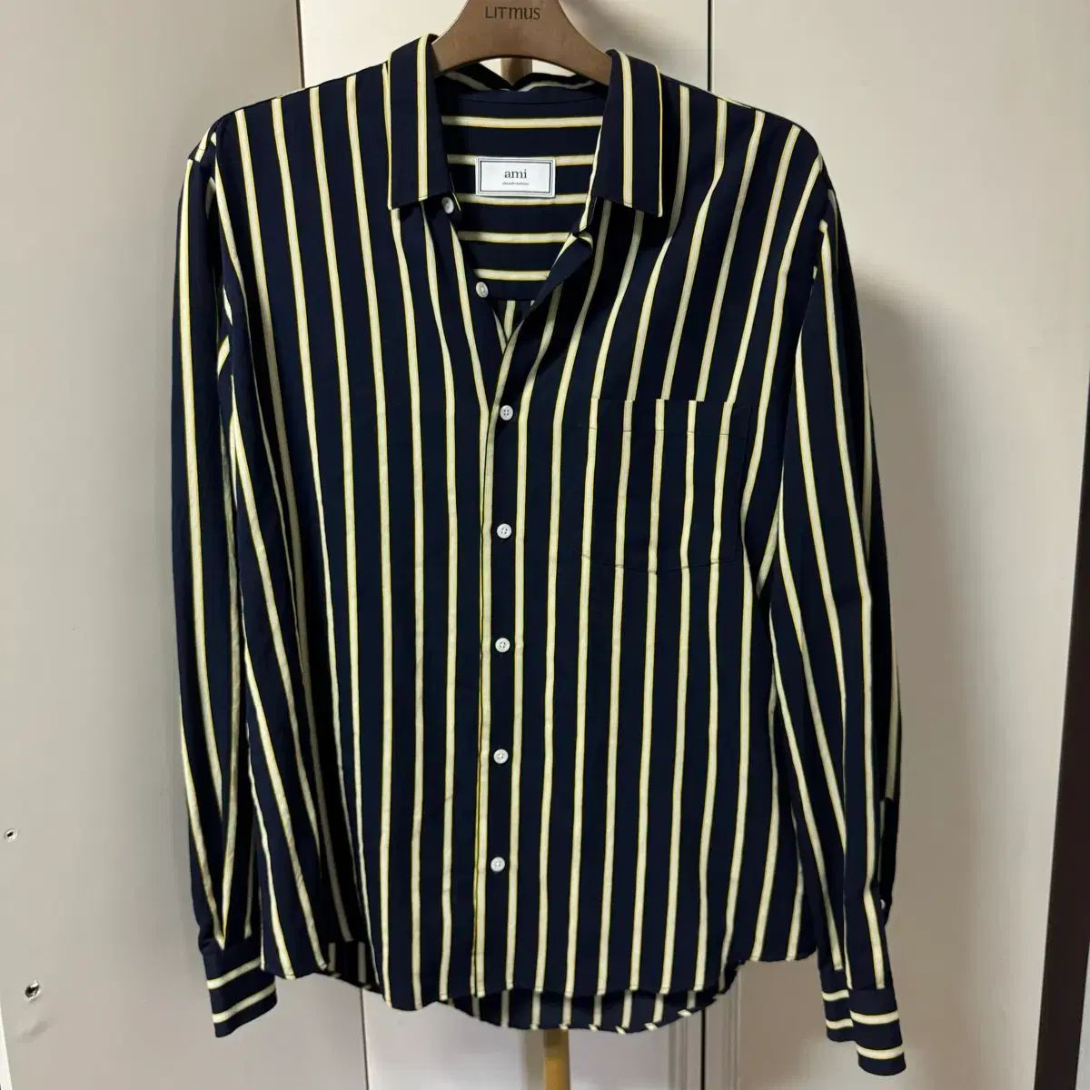 百貨店購入 アミ ストライプ ボーダー柄 シャツ