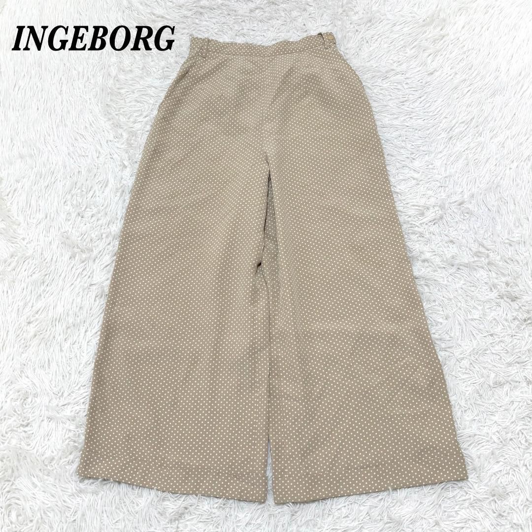 INGEBORG サイドボタン 薄手ワイドパンツ ベージュドット