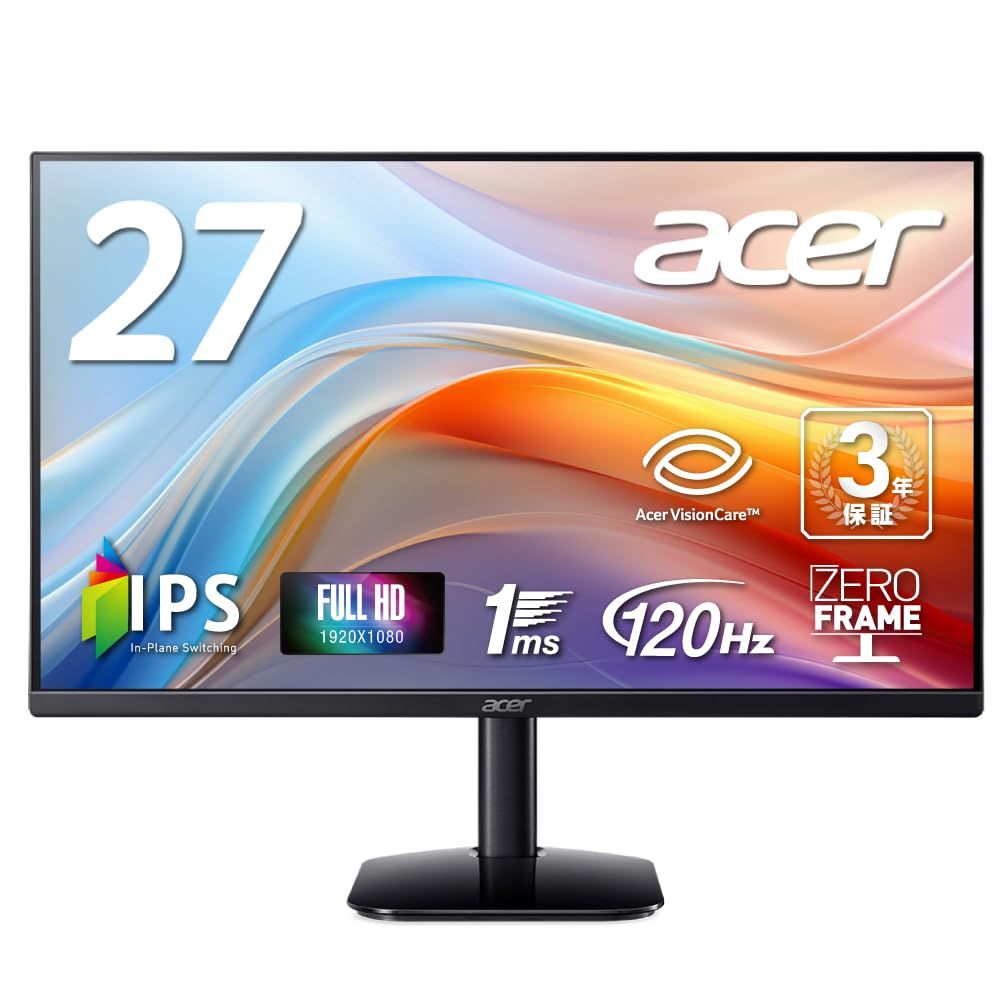 Acer モニター 27インチ フルHD 非光沢 IPS 120Hz 1ms(VRB) sRGB 99