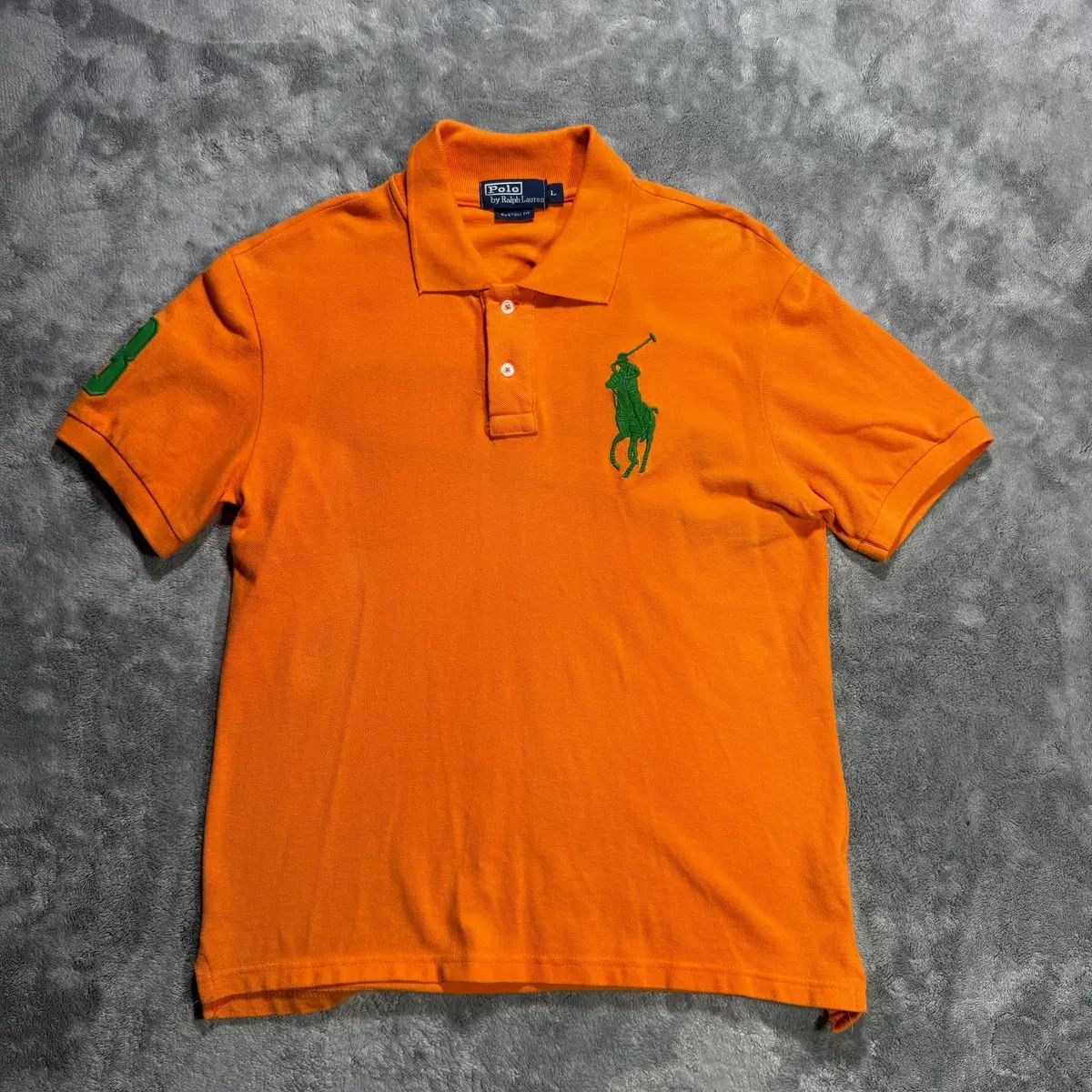 POLO RALPH LAUREN(ポロラルフローレン) オレンジ グリーン ビックポニー カラーTシャツ 半袖