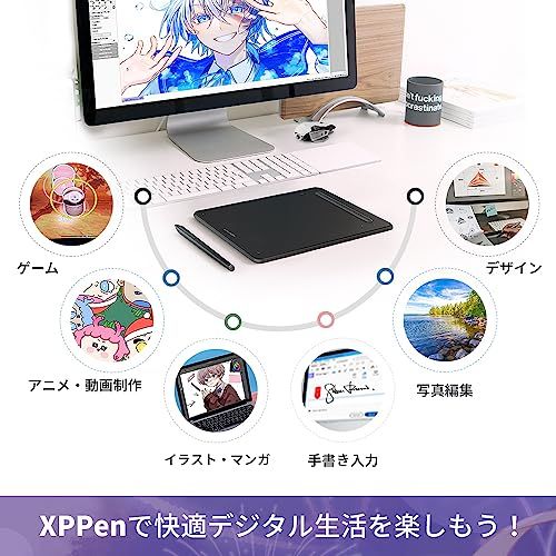 XPPen ペンタブ Bluetooth ワイヤレス接続 8x5インチ X3ペン 傾き検知