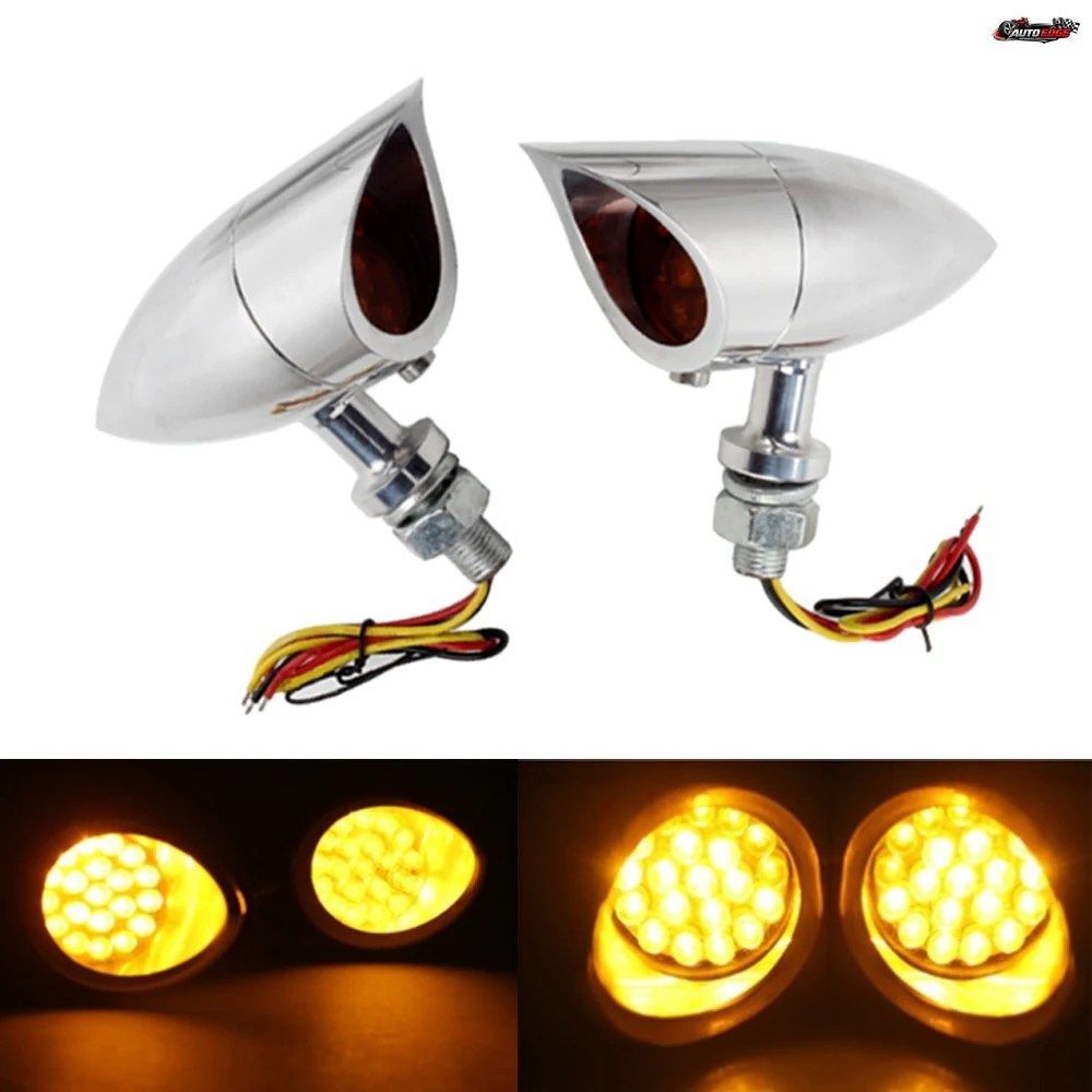 12V 10mm オートバイ用ウインカーライト アンバー ハーレー カフェレーサー チョッパー用バイクアクセサリー