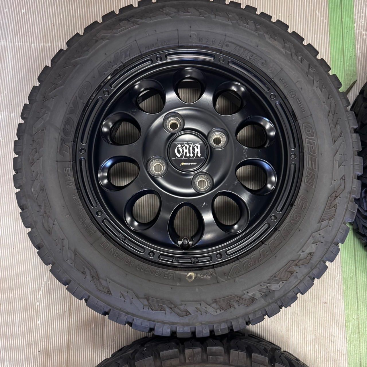 軽バン 軽トラ GAIA 12インチ 4j +43 PCD100 トーヨー オープンカントリーR/T 145/80R12 80/78N 2024年 ハイゼット クリッパー N-VAN