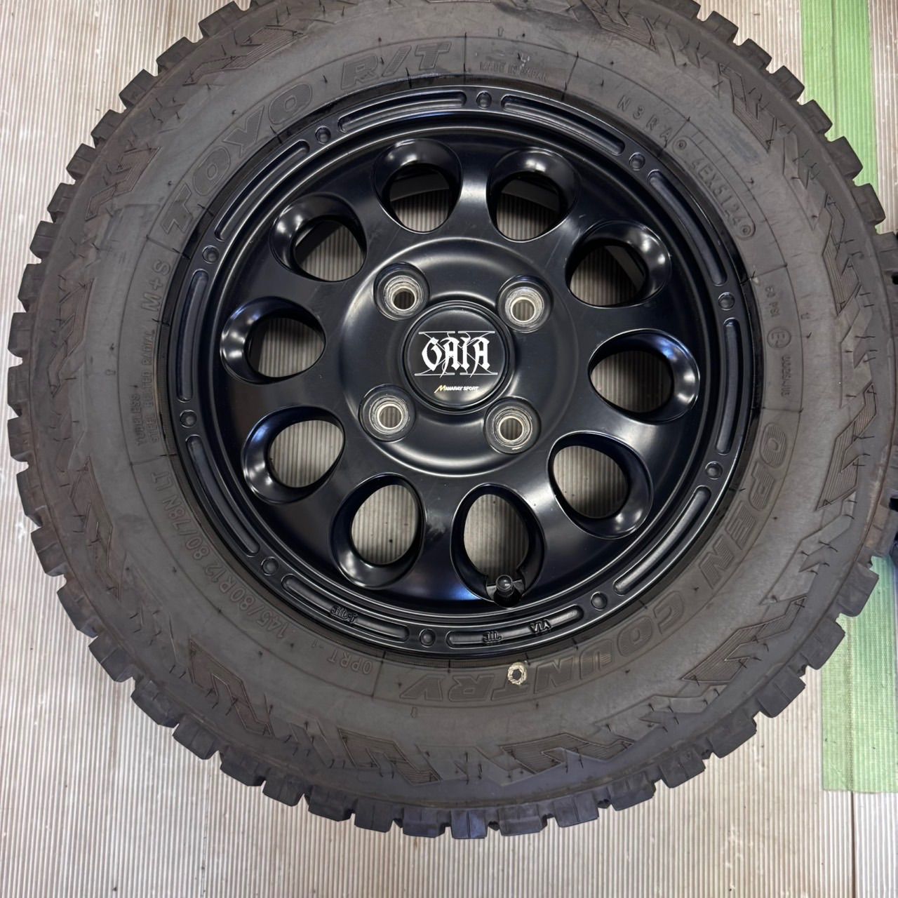 軽バン 軽トラ GAIA 12インチ 4j +43 PCD100 トーヨー オープンカントリーR/T 145/80R12 80/78N 2024年 ハイゼット クリッパー N-VAN