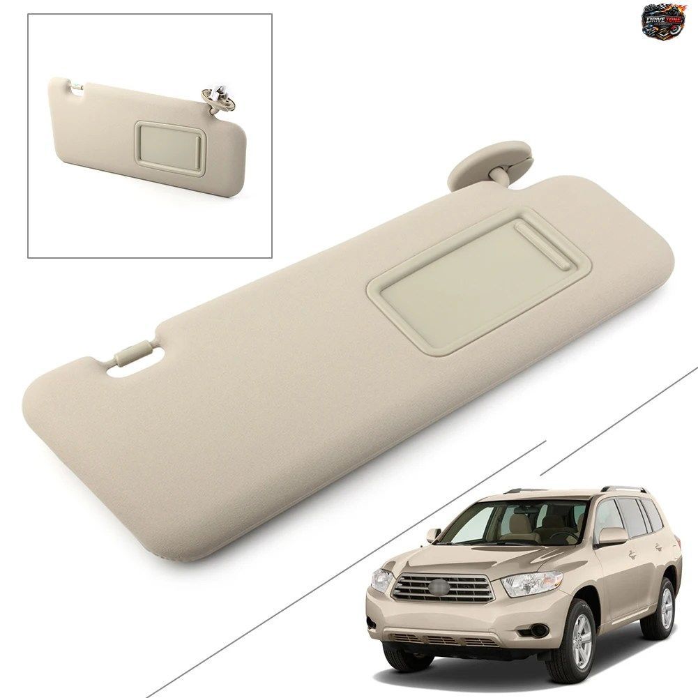 ベージュのカーサンバイザーサンシェードシールド、トヨタ ハイランダー 2008 - 13年式用、バニティライト付き、右側 14,780円