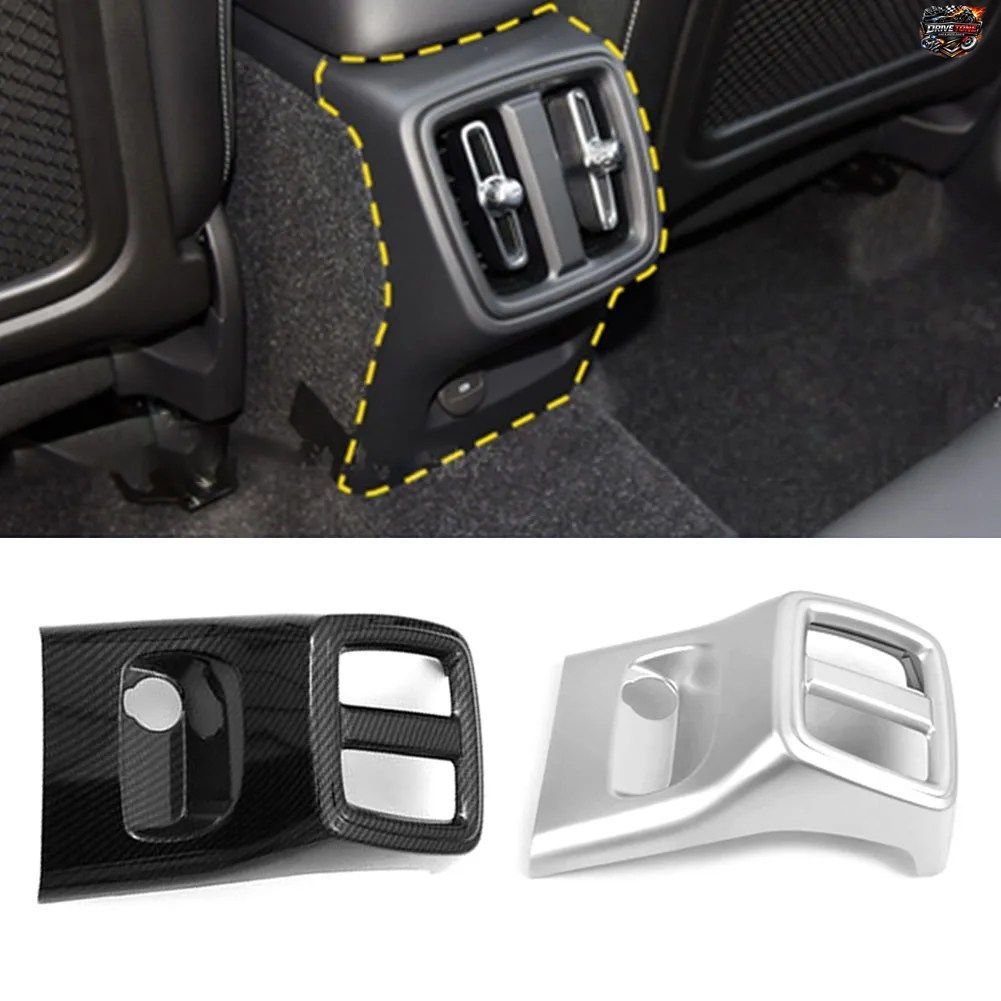 ボルボ XC40 2019-2020用 カーアームレストボックス リアエアアウトレットカバー トリム装飾 ABS マットシルバー/カーボンファイバー