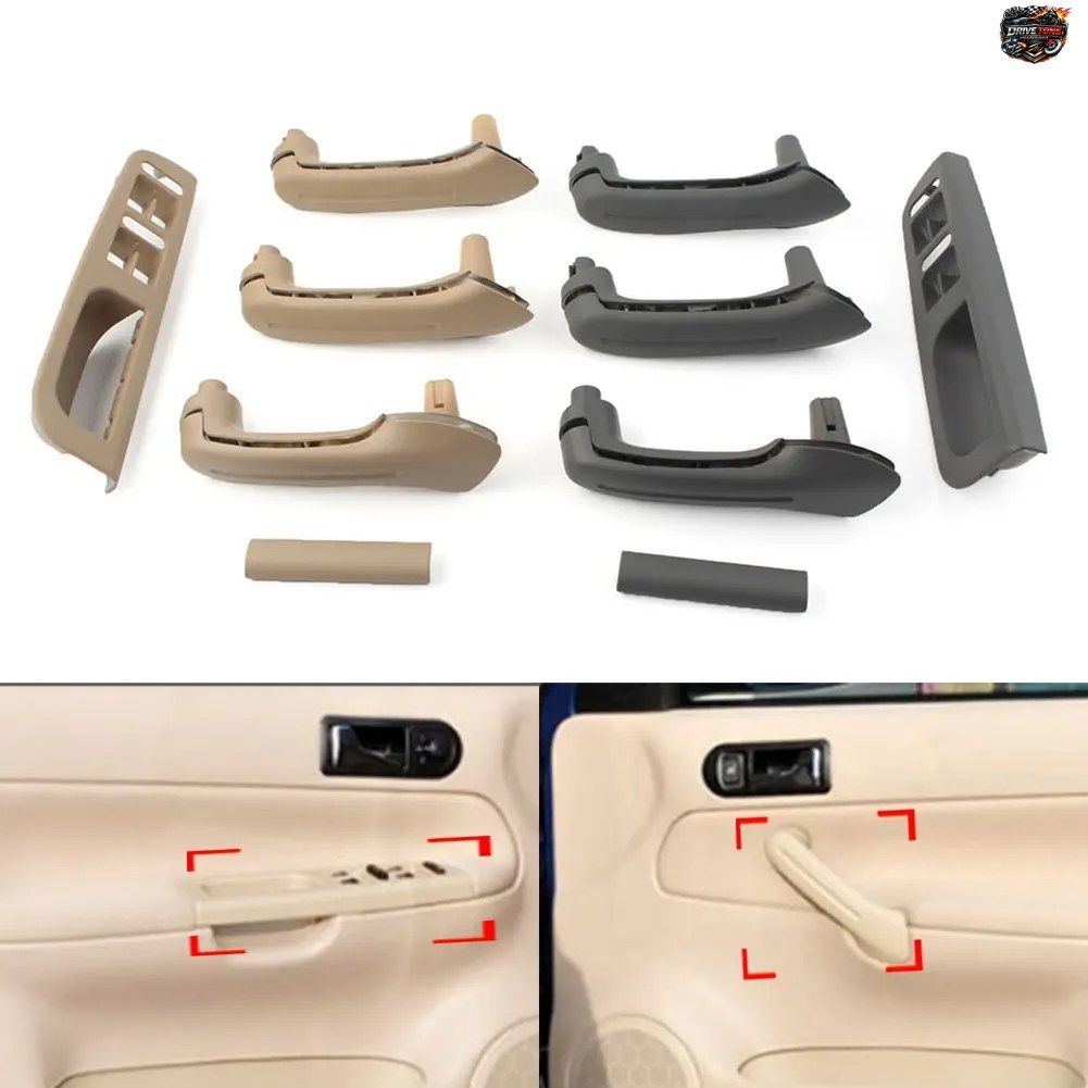 VWゴルフ、パサート、ジェッタ、ボーラMK4（1999～2004年式、左ハンドル車専用）用ベージュ/グレーの車内ドアグラブハンドルスイッチベゼル