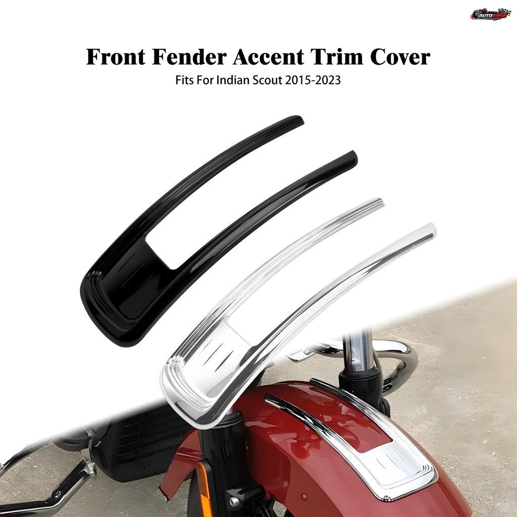 オートバイ用フロントフェンダーアクセントトリムカバー クローム/ブラック アクセサリー INDIAN SCOUT SIXTY 2015-2023 フロントマッドガ