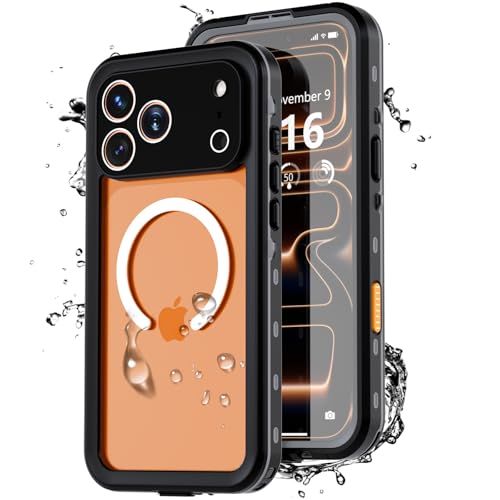 【IP68防水・Magsafe対応】iPhone 17 Pro Max 用 ケース 防水 衝撃吸収 米軍MIL規格 水中撮影対応 顔認証対応 全面保護 完全防水 防雪 防塵 滑り止め 手持ちやすい 頑丈 耐衝撃ストラップ付き 雨の日、お風呂な 054cee58