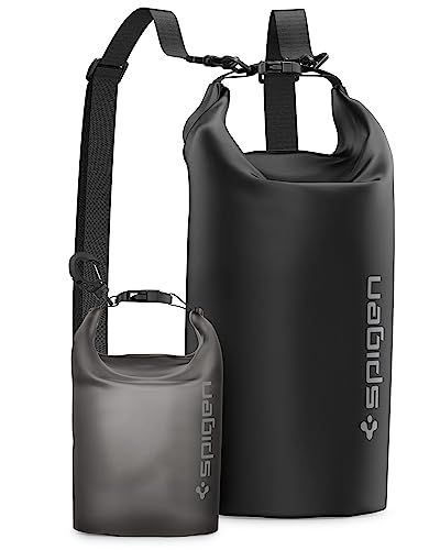 Spigen 完全防水 ドライバッグ 20L + 2Lセット 大容量 リュック 防水バッグ IPX6認証 海 プール ダイビング 釣り キャンプ A630 AMP04534 (ブラック)ma c9c8d4eb