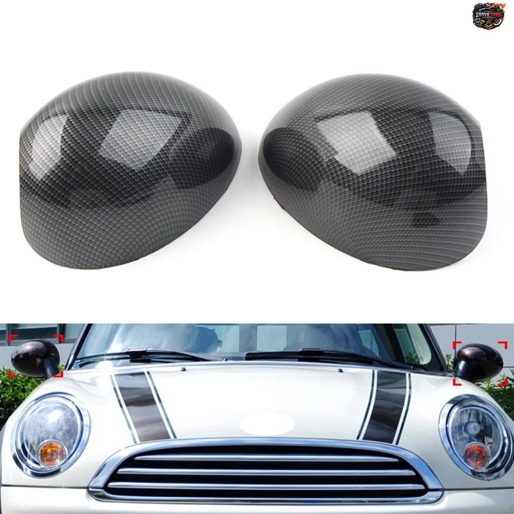 MINI R55 R56 R57 R58 R59 R60 R61用カーボンファイバー調カードアミラーカバーシェル1ペア