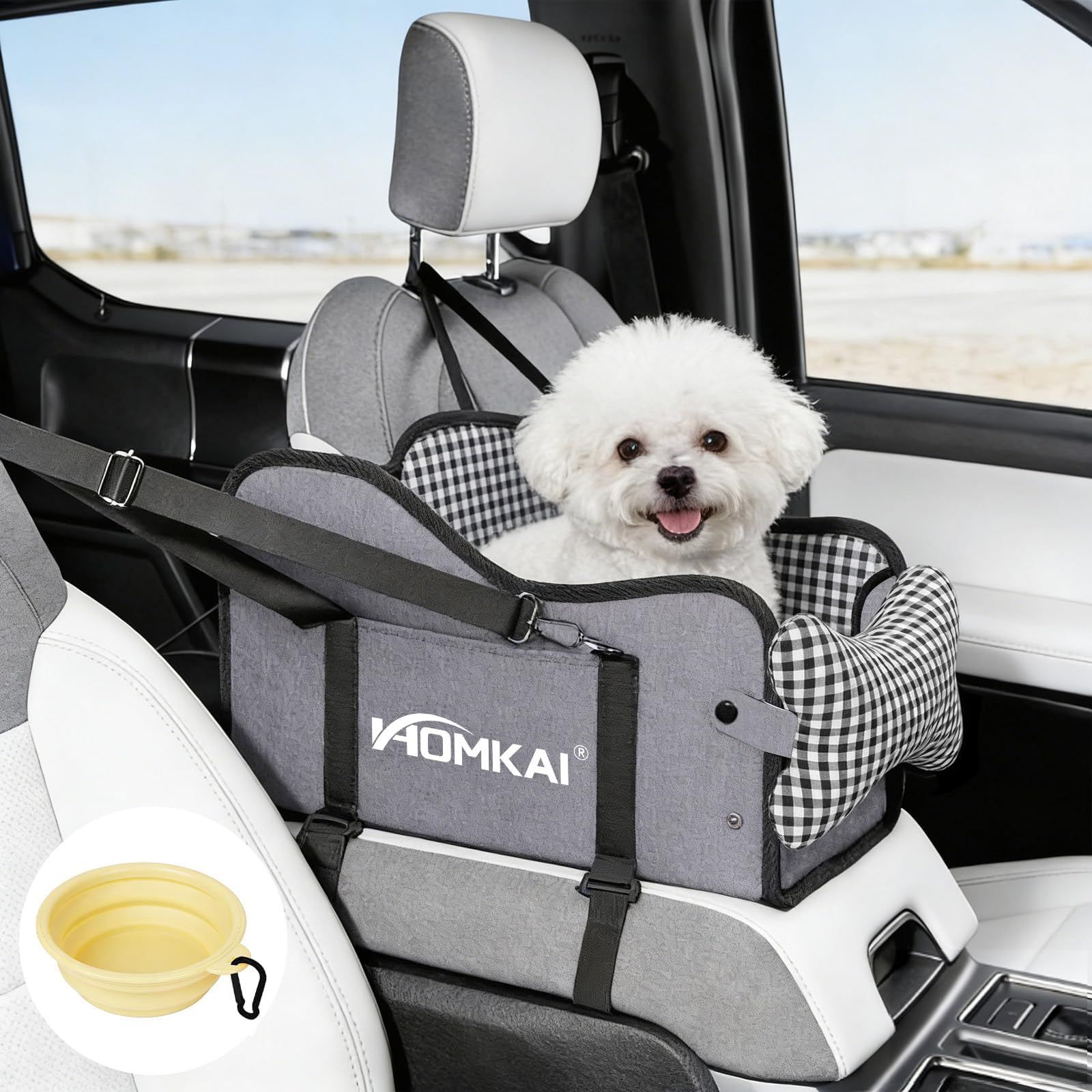 ペット用 ドライブボックス キャリーバッグ グレーチェック メッシュ窓付き 暖かい 車 犬 猫 お出かけ おしゃれ(沖縄・離島の方不可) d937d038