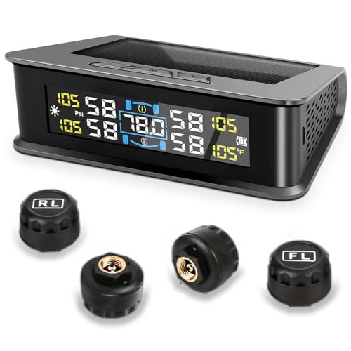 タイヤ空気圧センサー TPMS 空気圧センサー 車両 振動感知 圧力温度 リアルタイム監視 ソーラー/USBデュアル充電 日本語音声アラーム音 IP67防水 0-5.0Bar 取り付け簡単 多車種対応(沖縄・離島の方不可) 915b2626