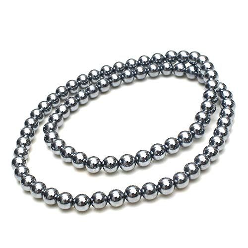 [OVER-9] テラヘルツ鉱石 ネックレス 8mm 着脱容易な伸びるゴム 丸玉 本物保証 原石 パワーストーン 天然石 超遠赤外線 健康 【8mm 首回り60cm】ma 3112453c