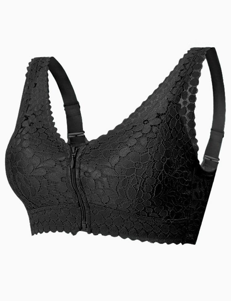 新品 [KISS MY LIFE] 乳がん用 前開き ジップ付 レースブラジャー パット対応 (XL ブラック) (kml800636b5)