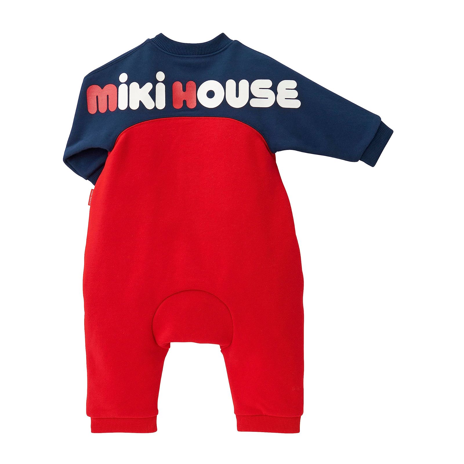 新品 [ミキハウス] カバーオール ロンパース ロゴ 長袖 日本製 男の子 女の子 ベビー キッズ 赤ちゃん ベビー服 子供服 10-1204-491 80cm 赤×紺