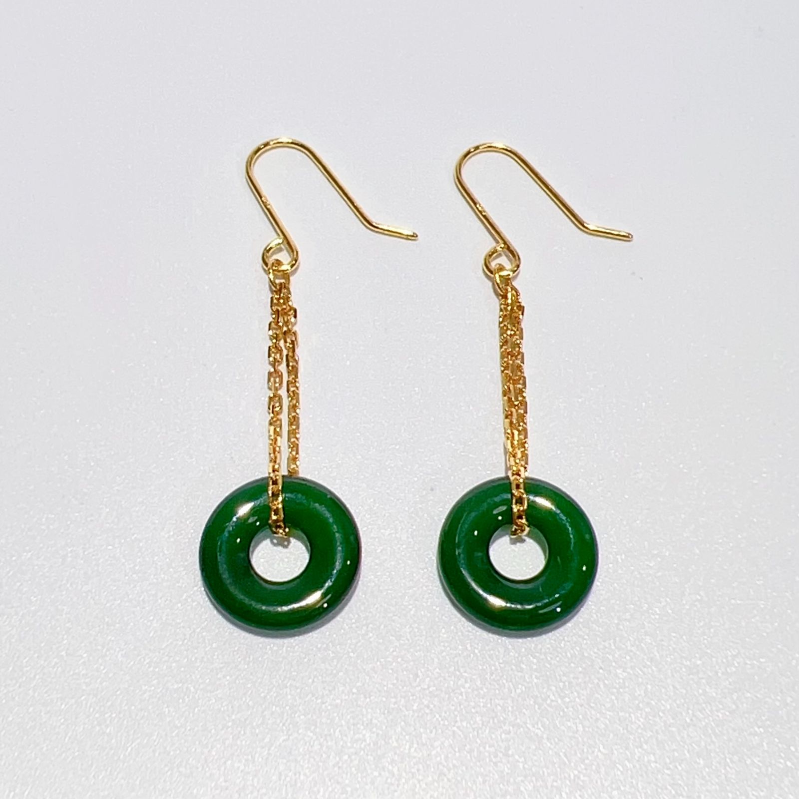 SV925 天然 翡翠 ジェイダイト ドロップ ピアス 11.7mm 1.8g 鑑別書 グリーン ゴールド レディース アクセサリー フック・チェーン ピアス 新品 ota40404080514