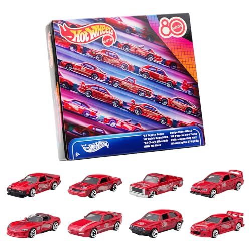 ホットウィール(Hot Wheels) マテル80周年 8パック 乗り物おもちゃ ミニカー 8台入り 3歳から レッド JGK09p 3a8c7746