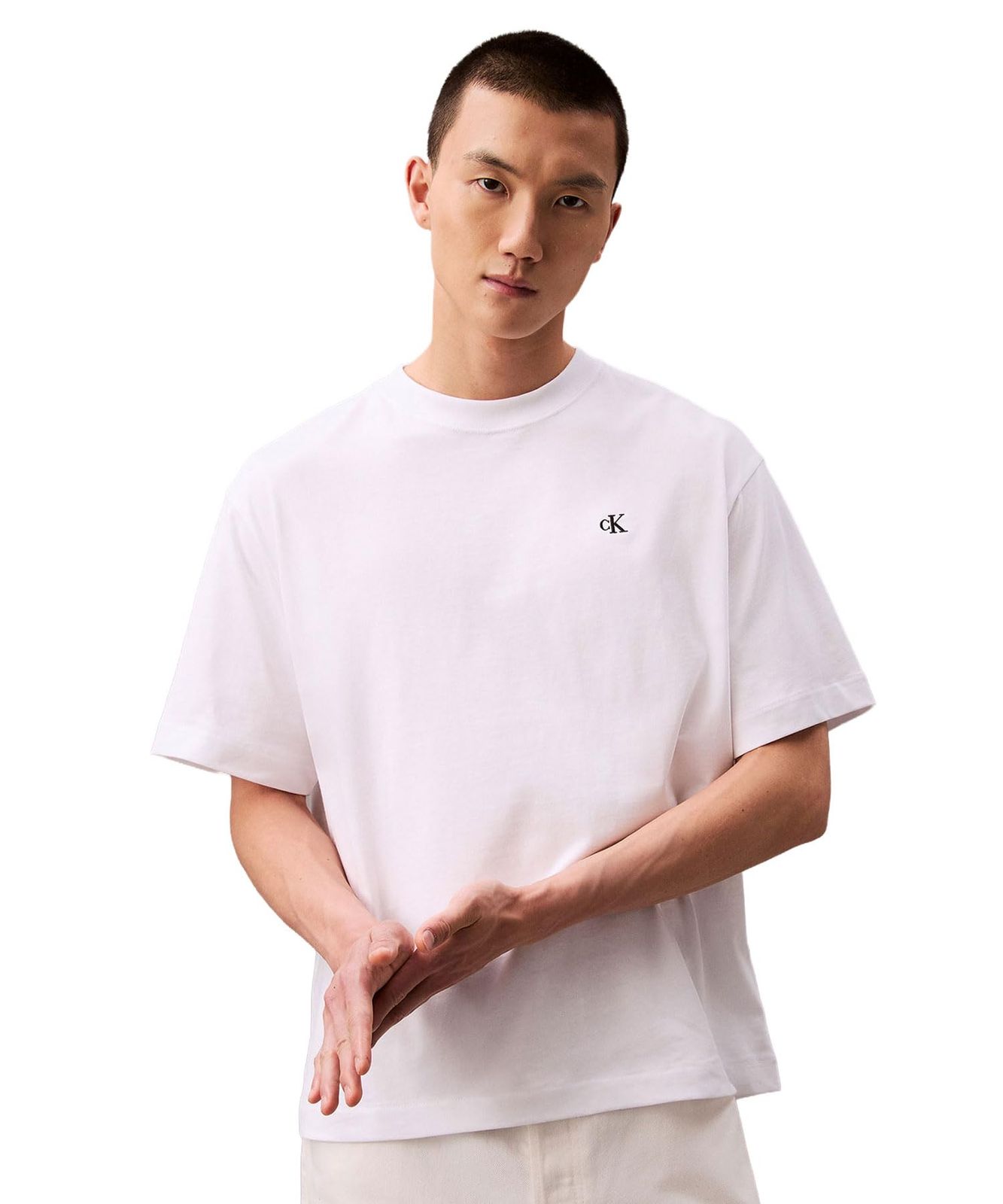 新品 [カルバン クライン] Tシャツ - アーカイブロゴ リラックスクルーネックTシャツ 40HM229 XS BRILLIANTWHITEYAA