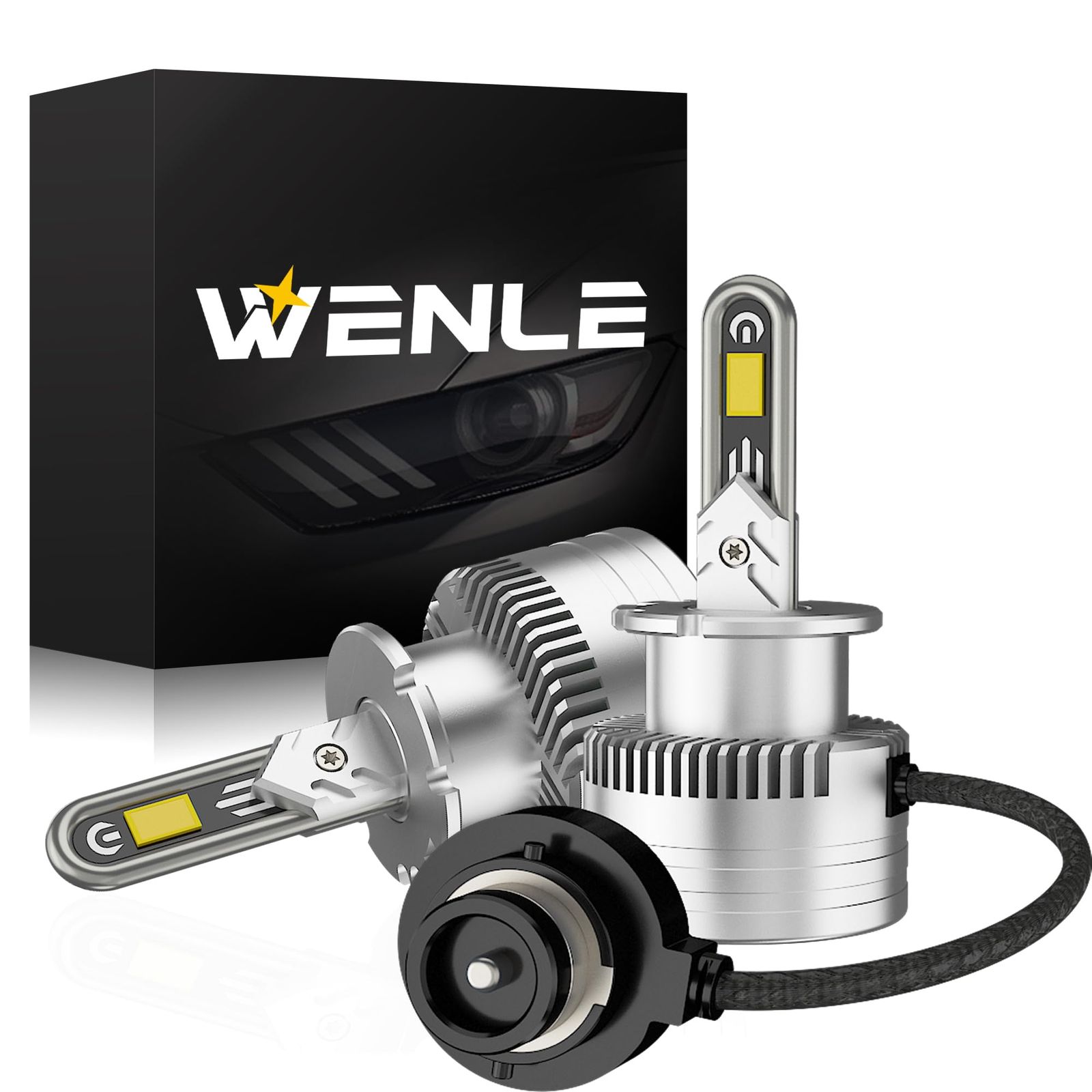 WENLE 新規 U型銅管 暗区消し! D2S LEDヘッドライト LEDバルブ 新車検対応 キャンセラー内蔵 ホワイト6500K 35Wの純正HID交換用 LED化 加工不要 ノイズ対策 アダプティブ干渉無し 純正HIDバラスト接続 2個セット
