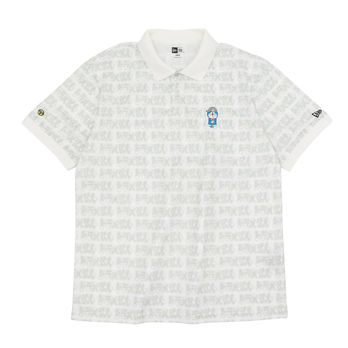 新品 [ニューエラ] ゴルフ 半袖ポロシャツ ドラえもんコラボ ホワイトパターン S GF SS POLO SHIRT DORAEMON WCAMO