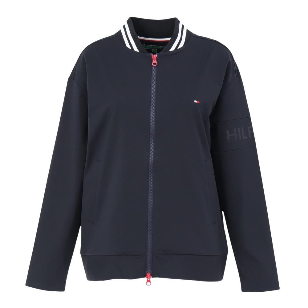 新品 TOMMY HILFIGER GOLF(トミー ヒルフィガー ゴルフ) レディースゴルフウェア 袖エンボスロゴ スウェットジャケット ネイビー Mサイズ THLA558