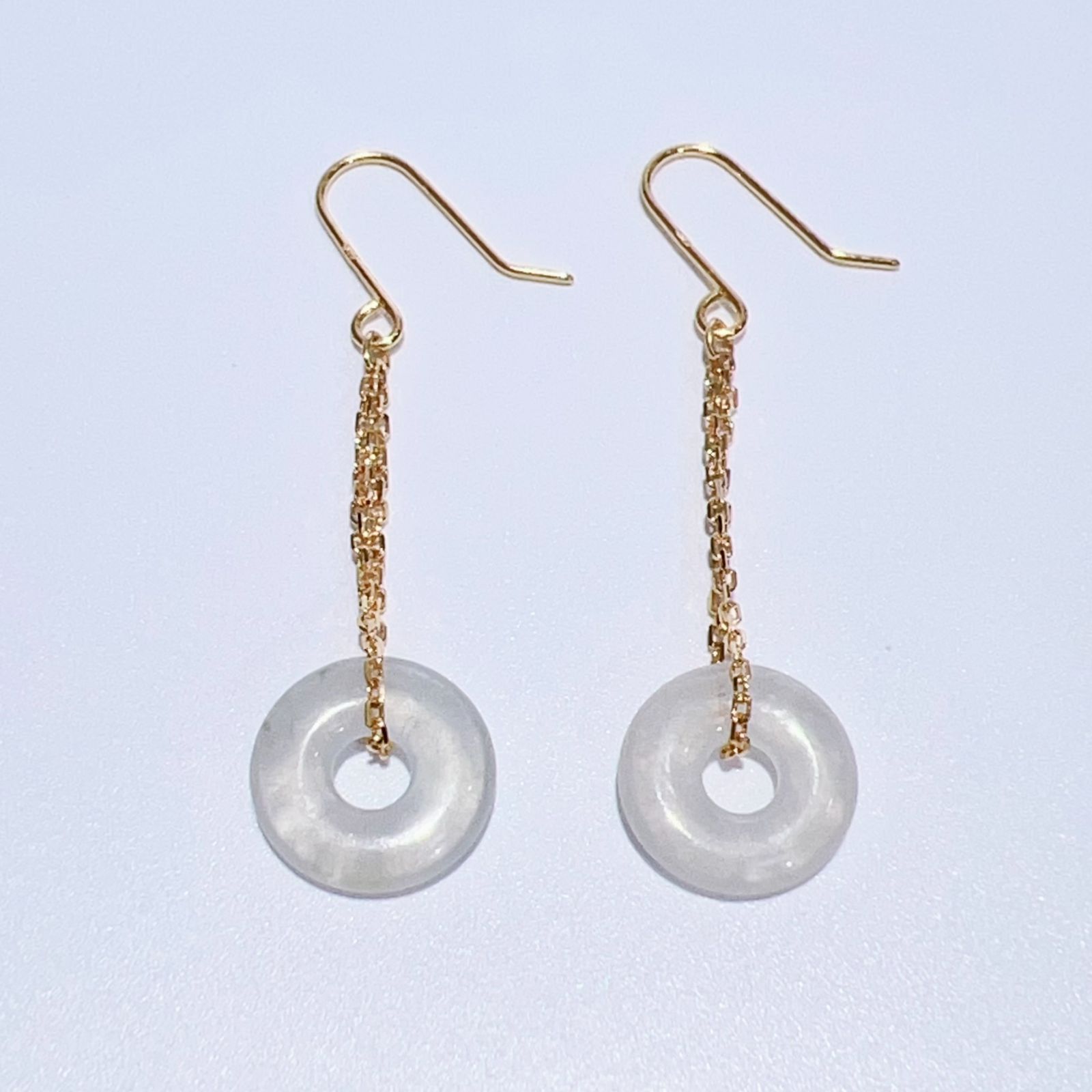 SV925 天然 翡翠 ジェイダイト ドロップ ピアス 12.7mm 2.2g 鑑別書 ホワイト レディース アクセサリー フック・チェーン ピアス 新品 ota40405080514