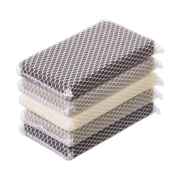 （まとめ） TANOSEE キッチンスポンジ ネットモノトーン 1セット（50個：10個×5パック） 〔×10セット〕